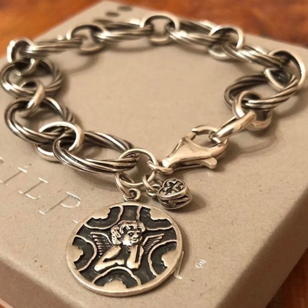 Rare Silpada Sterling Silver Guardian Angel Charm Bracelet B1959 - Picture 8 of 15